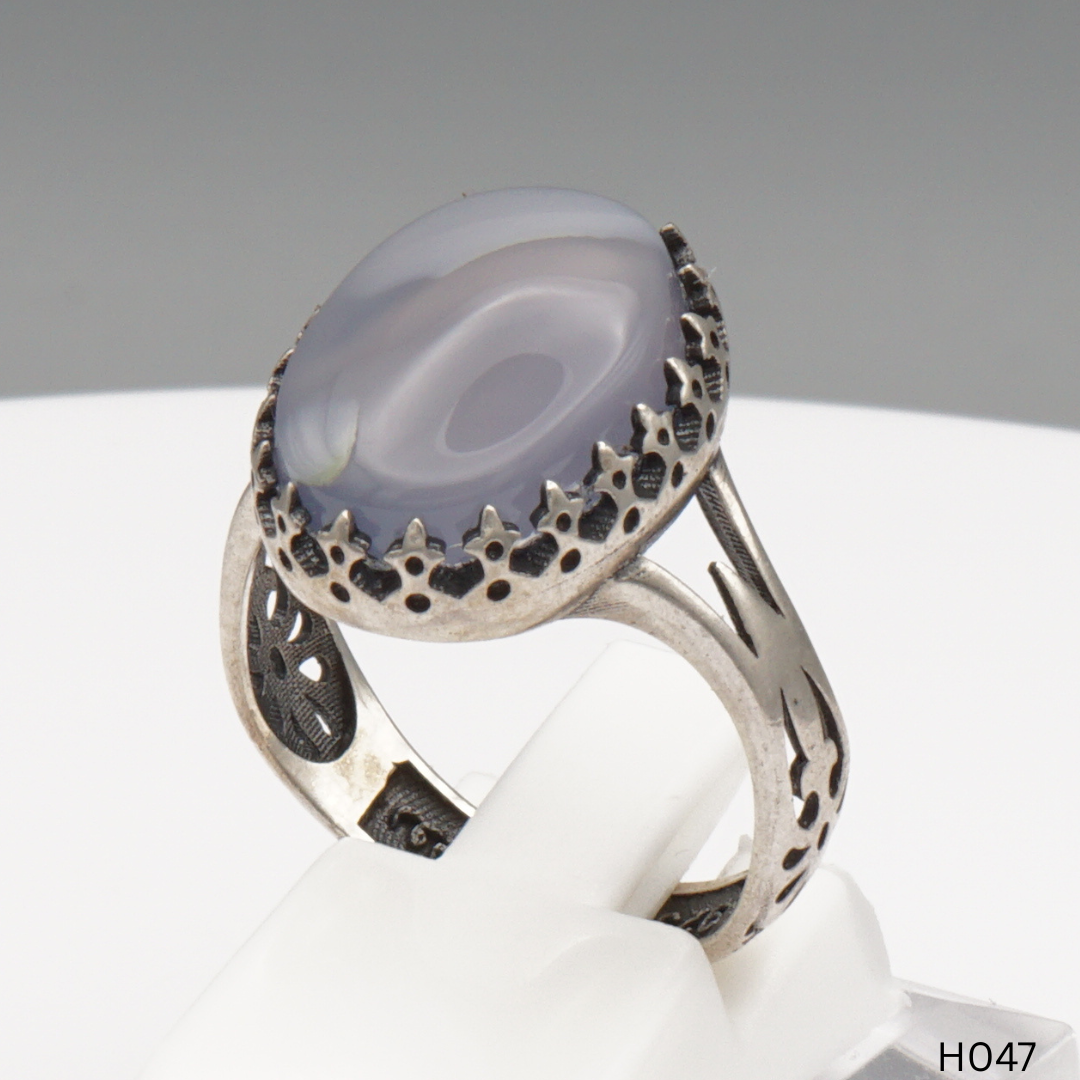 925 Silber Herrenring mit echtem Jemen Achat - Aqeeq Yamani