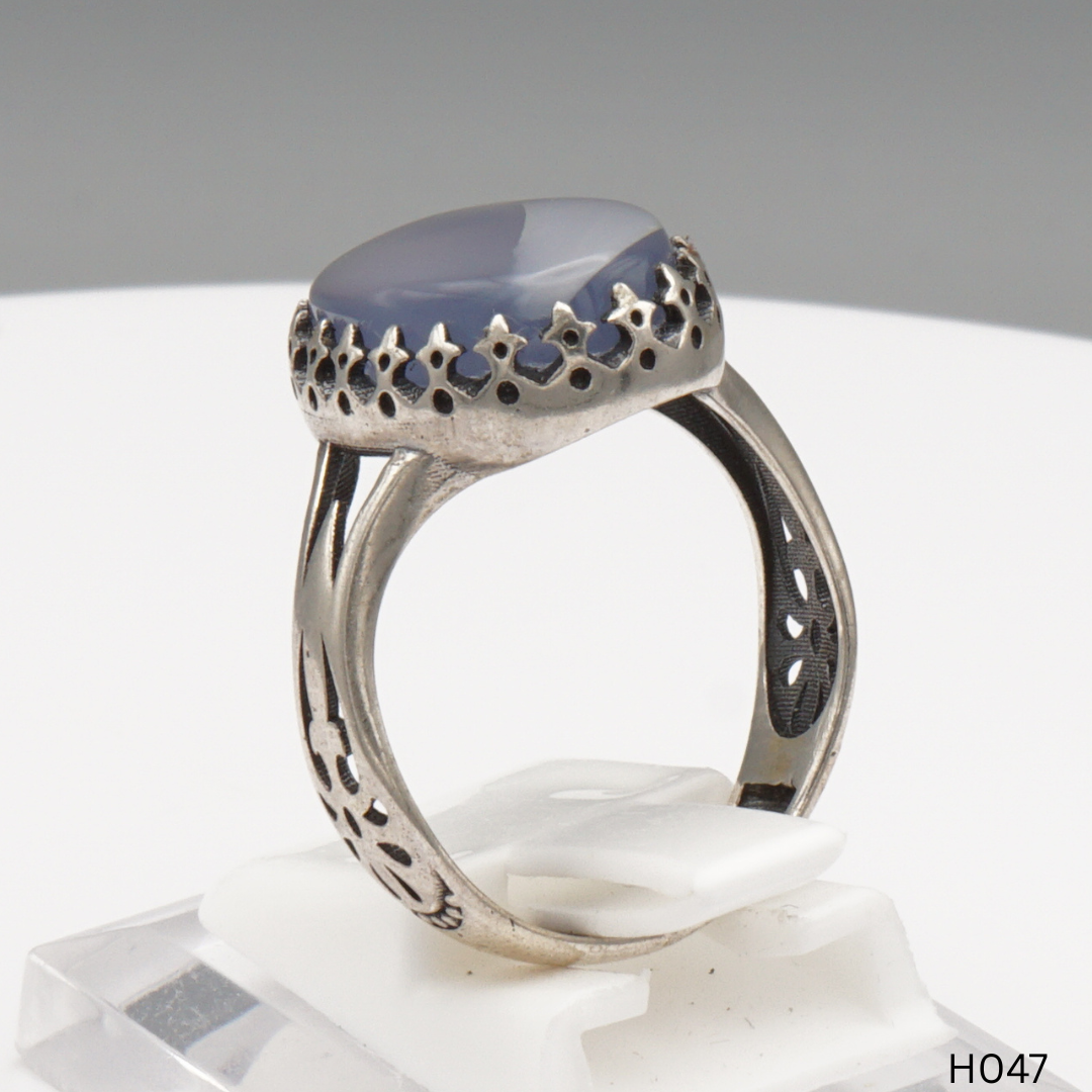 925 Silber Herrenring mit echtem Jemen Achat - Aqeeq Yamani