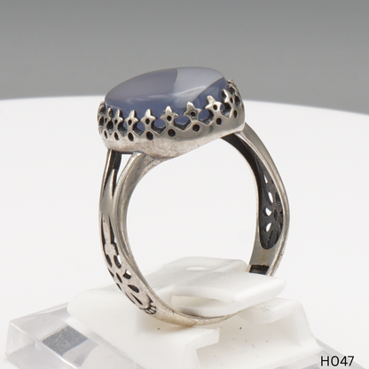 925 Silber Herrenring mit echtem Jemen Achat - Aqeeq Yamani