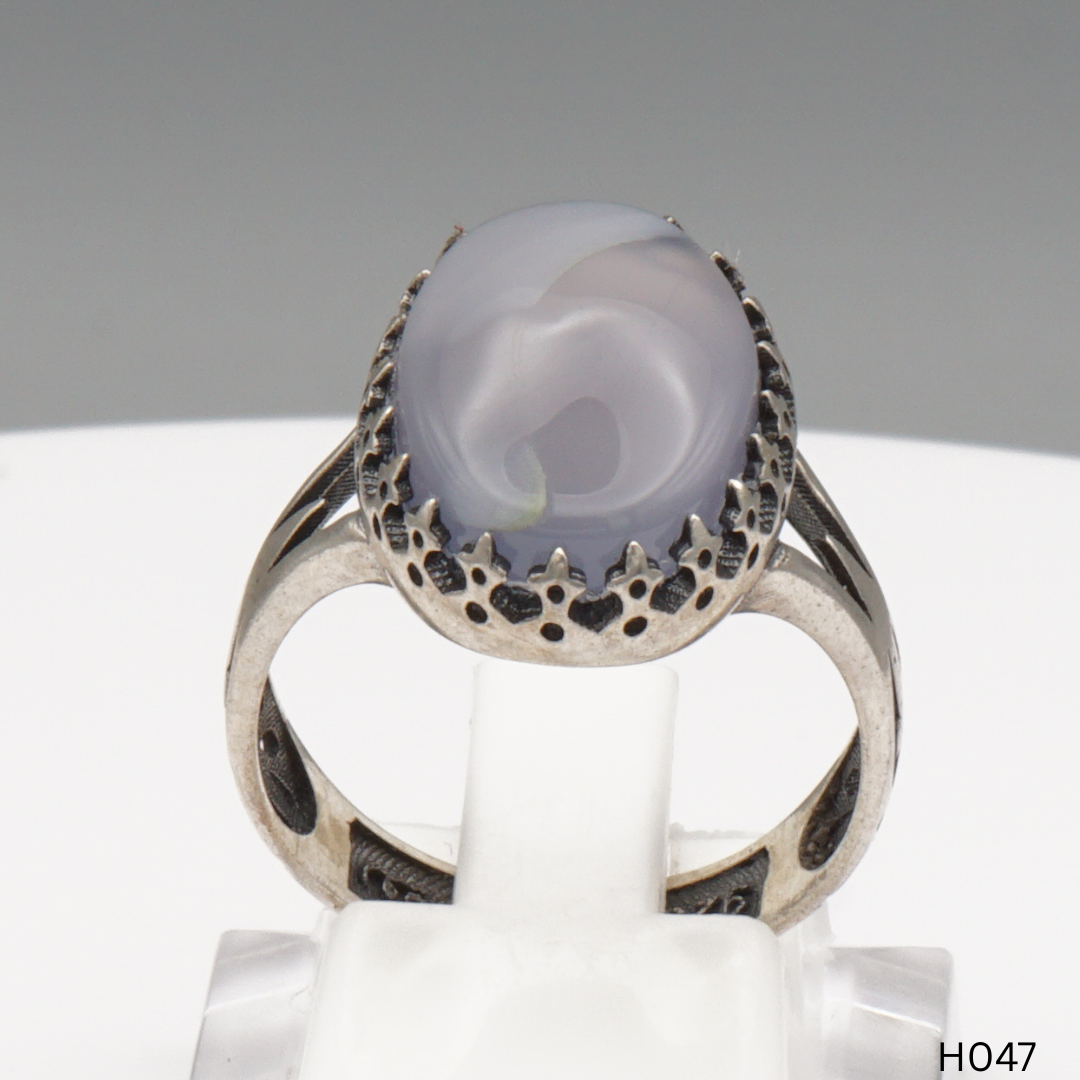 925 Silber Herrenring mit echtem Jemen Achat - Aqeeq Yamani