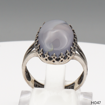 925 Silber Herrenring mit echtem Jemen Achat - Aqeeq Yamani