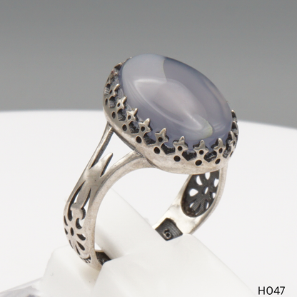 925 Silber Herrenring mit echtem Jemen Achat - Aqeeq Yamani