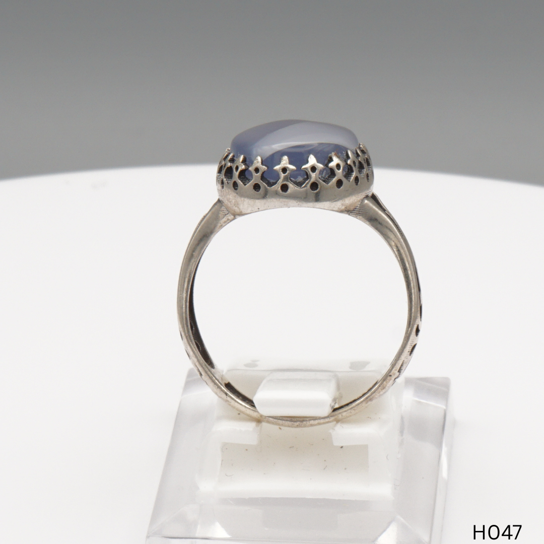 925 Silber Herrenring mit echtem Jemen Achat - Aqeeq Yamani
