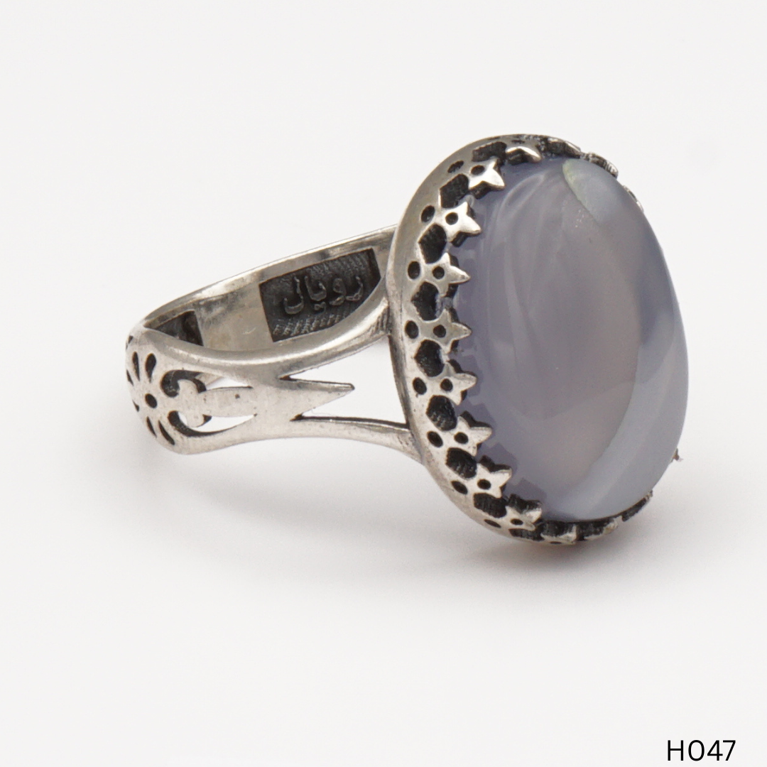 925 Silber Herrenring mit echtem Jemen Achat - Aqeeq Yamani