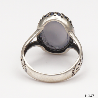 925 Silber Herrenring mit echtem Jemen Achat - Aqeeq Yamani