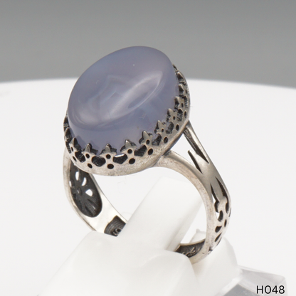 925 Silber Herrenring mit echtem Jemen Achat - Aqeeq Yamani