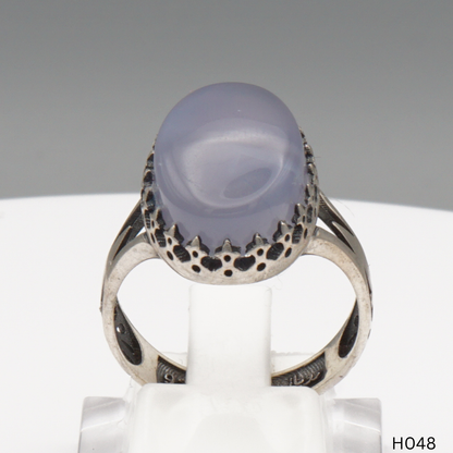 925 Silber Herrenring mit echtem Jemen Achat - Aqeeq Yamani