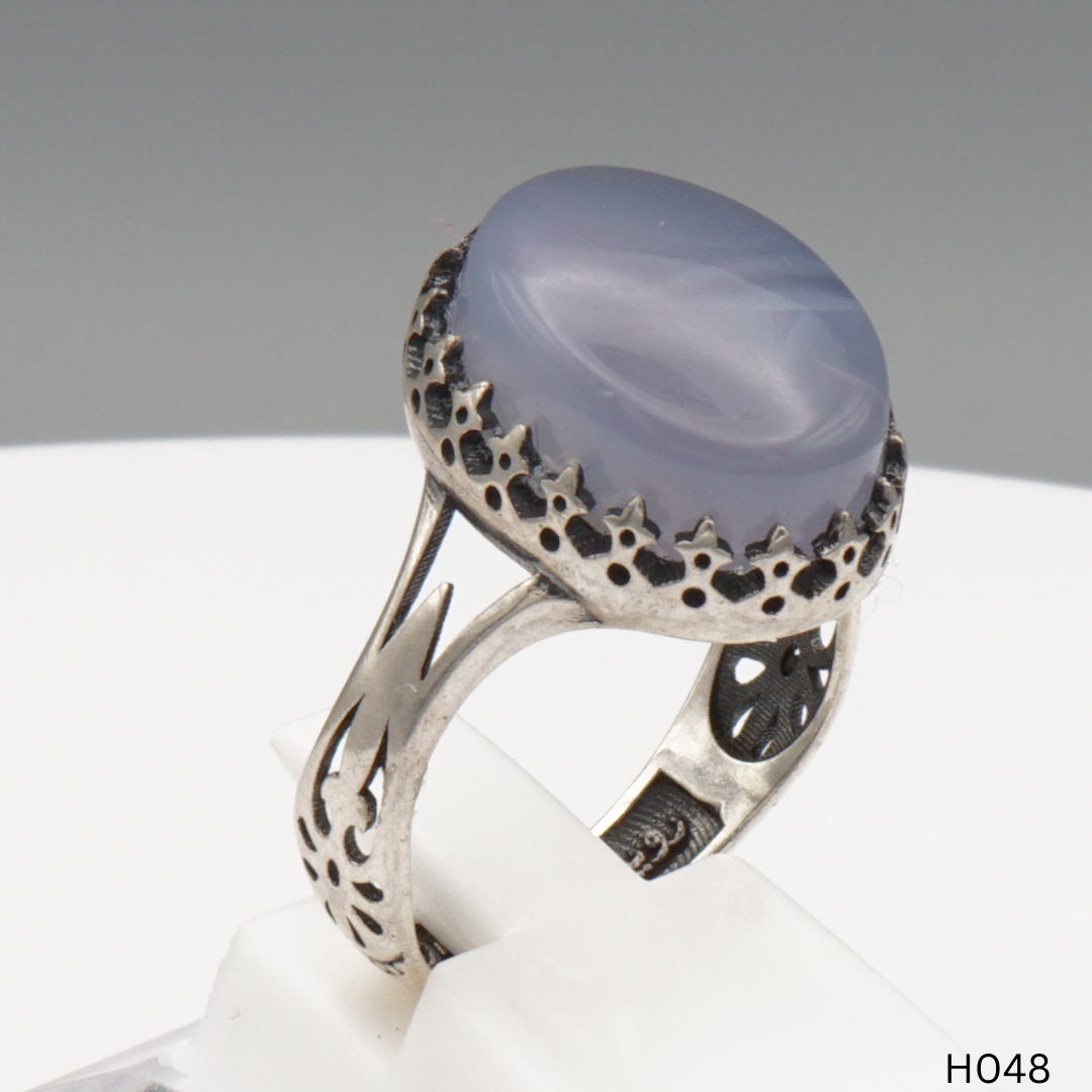 925 Silber Herrenring mit echtem Jemen Achat - Aqeeq Yamani