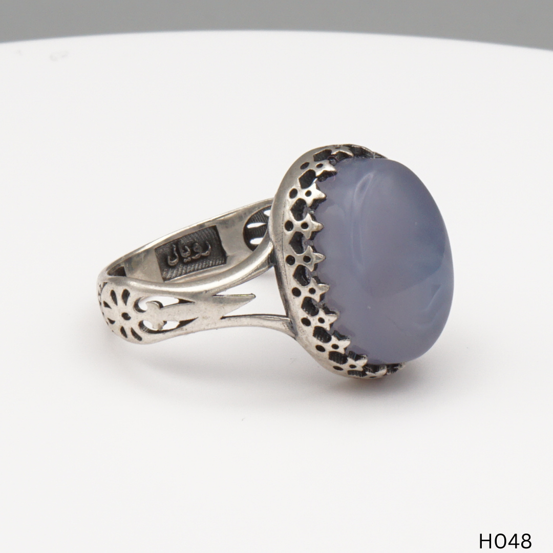 925 Silber Herrenring mit echtem Jemen Achat - Aqeeq Yamani