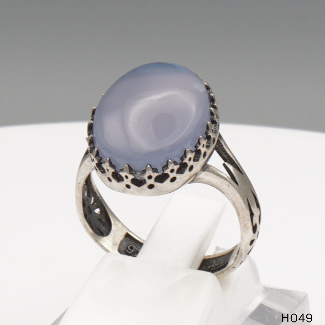 925 Silber Herrenring mit echtem Jemen Achat - Aqeeq Yamani