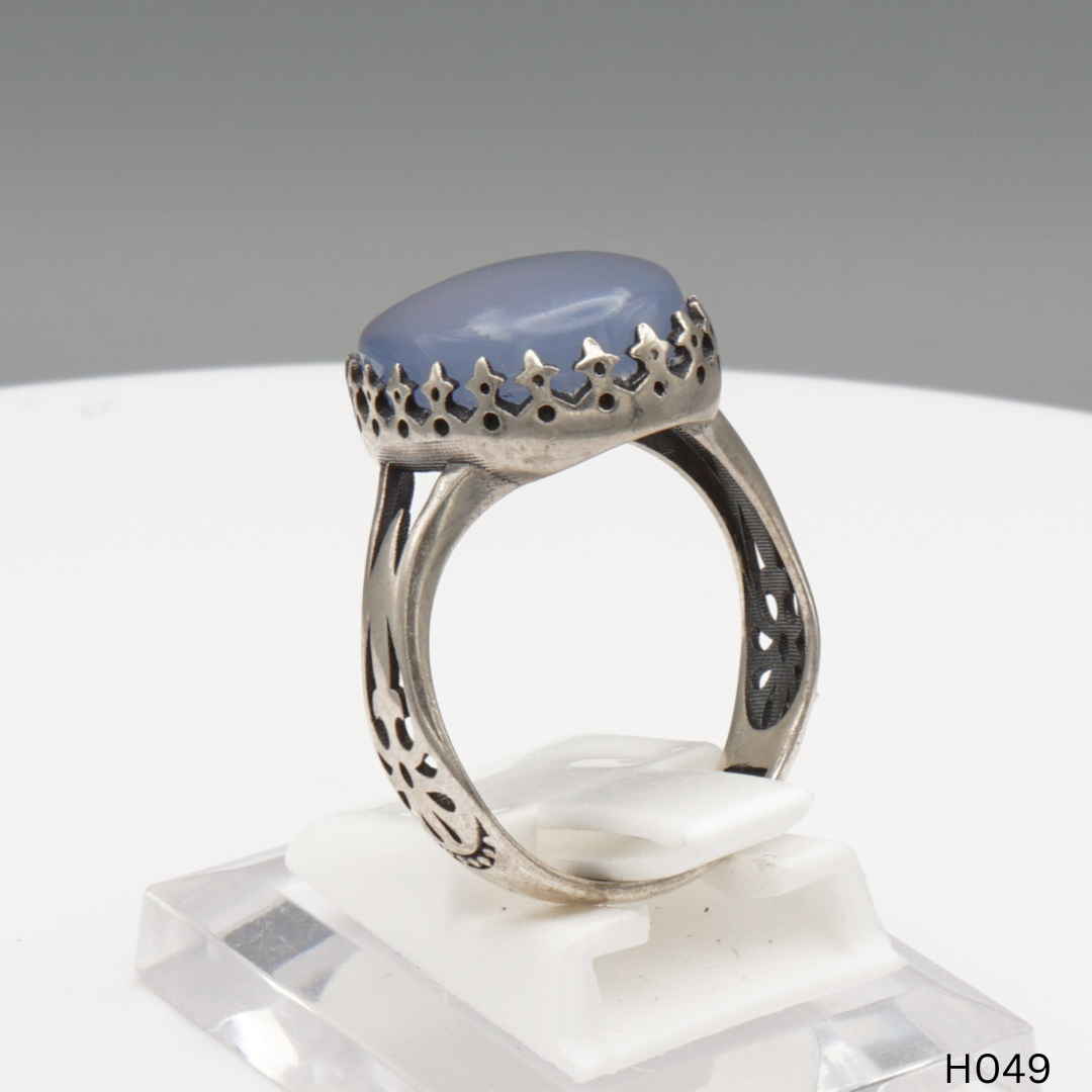 925 Silber Herrenring mit echtem Jemen Achat - Aqeeq Yamani