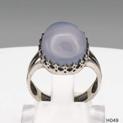 925 Silber Herrenring mit echtem Jemen Achat - Aqeeq Yamani