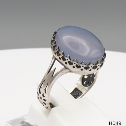 925 Silber Herrenring mit echtem Jemen Achat - Aqeeq Yamani