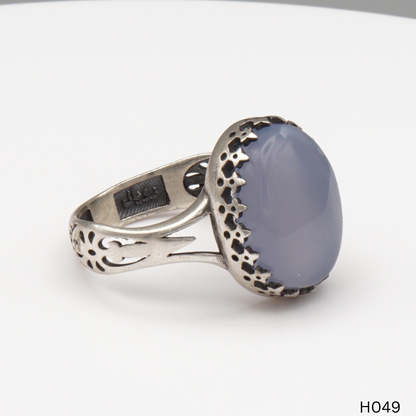 925 Silber Herrenring mit echtem Jemen Achat - Aqeeq Yamani