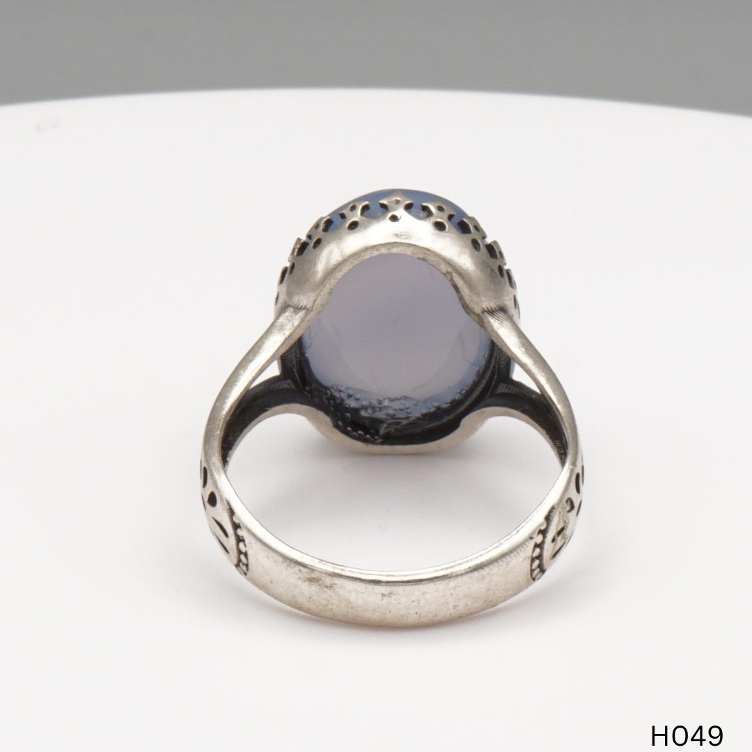 925 Silber Herrenring mit echtem Jemen Achat - Aqeeq Yamani