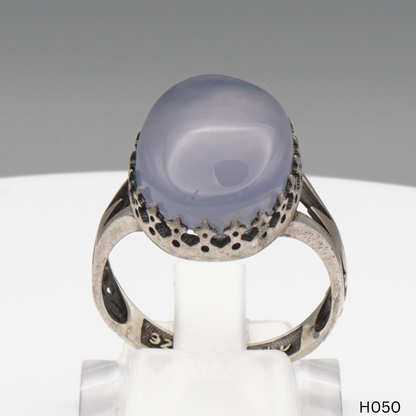 925 Silber Herrenring mit echtem Jemen Achat - Aqeeq Yamani