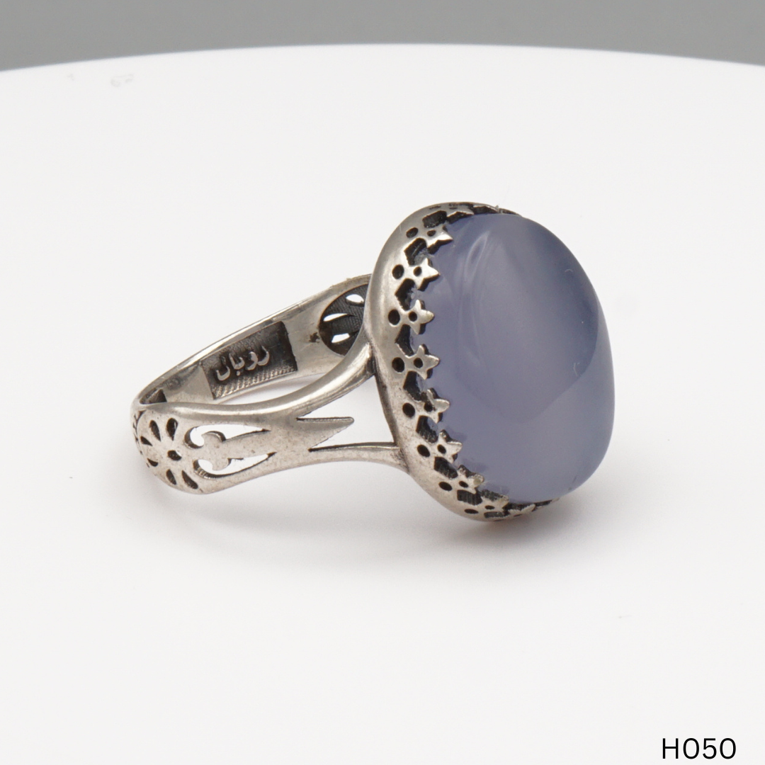 925 Silber Herrenring mit echtem Jemen Achat - Aqeeq Yamani