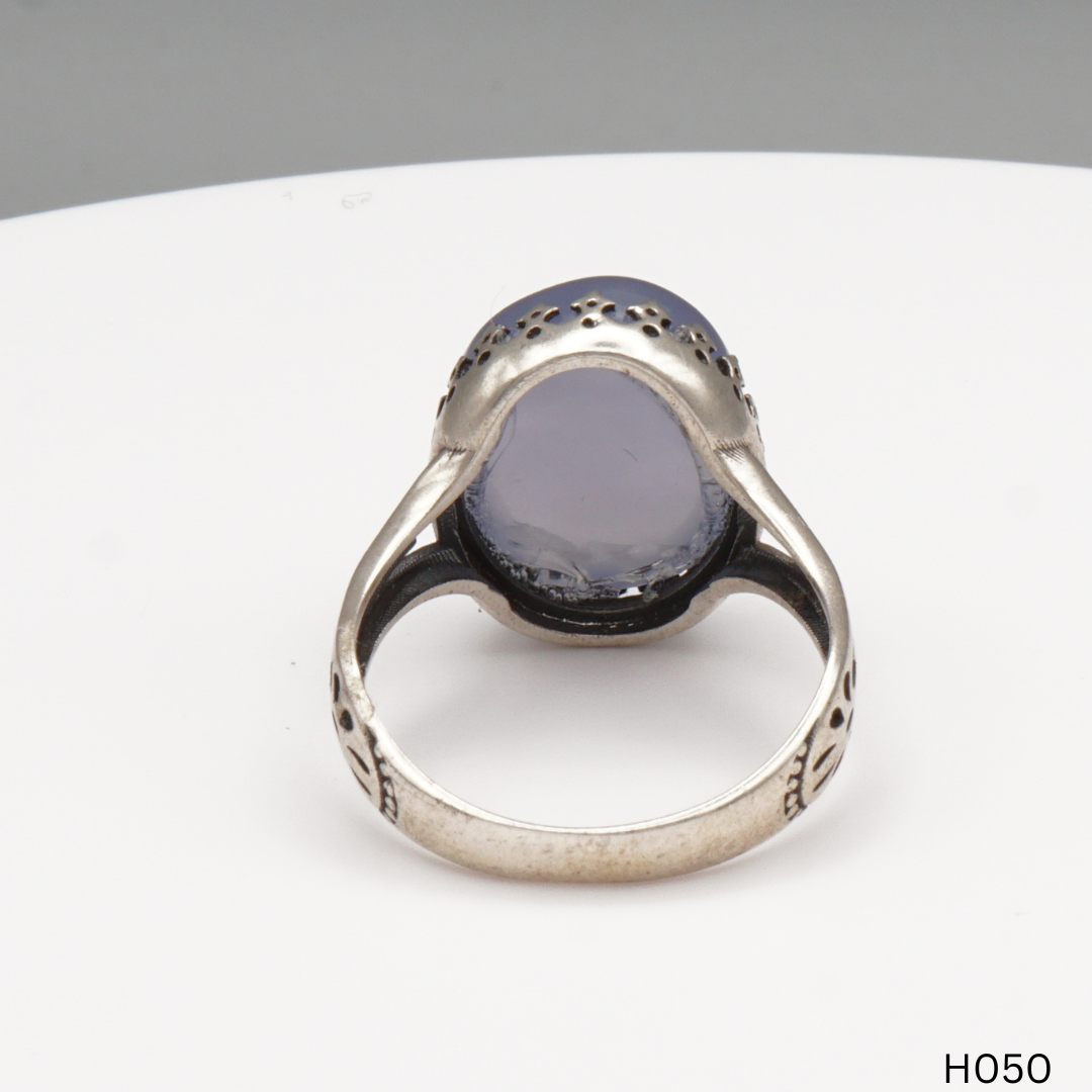 925 Silber Herrenring mit echtem Jemen Achat - Aqeeq Yamani
