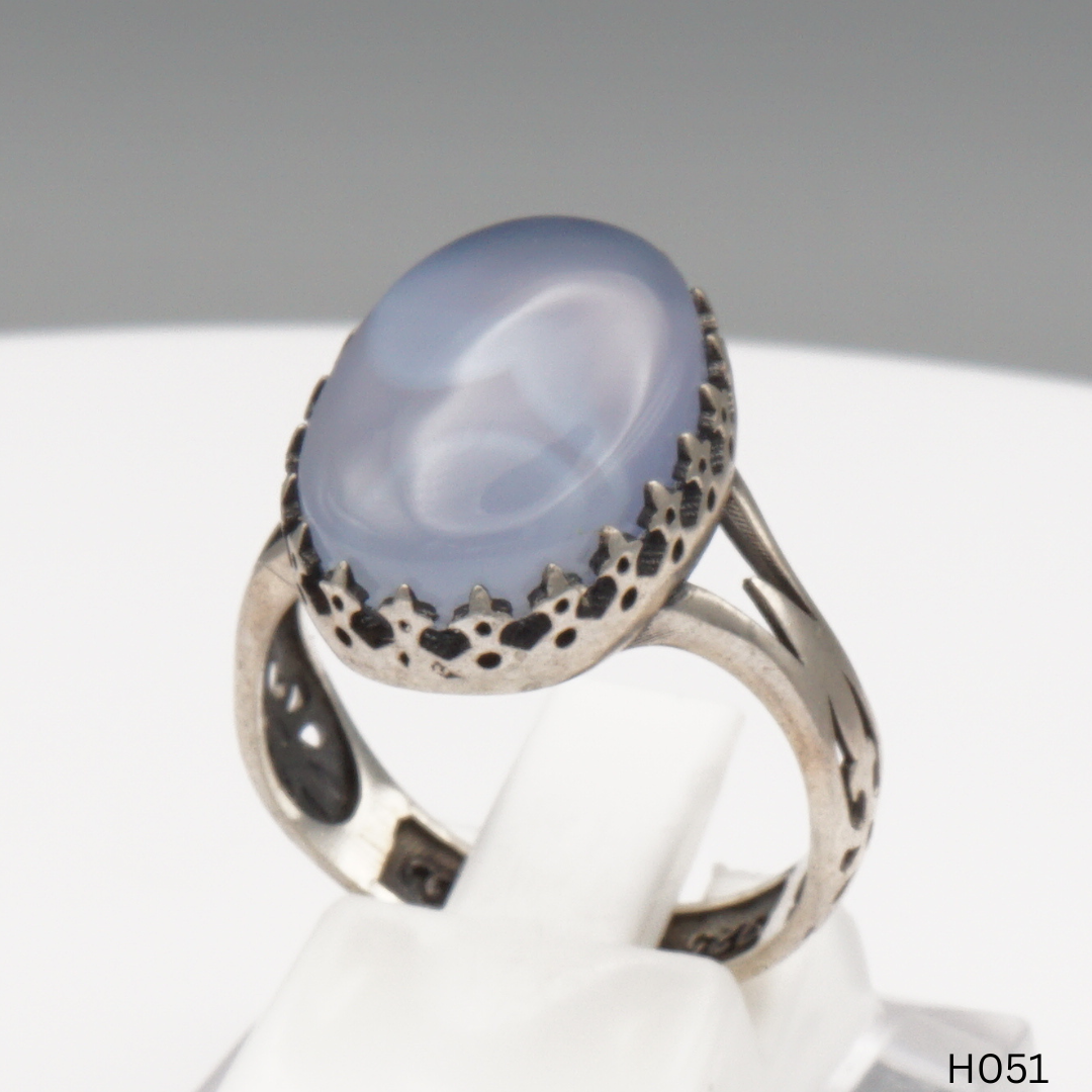 925 Silber Herrenring mit echtem Jemen Achat - Aqeeq Yamani