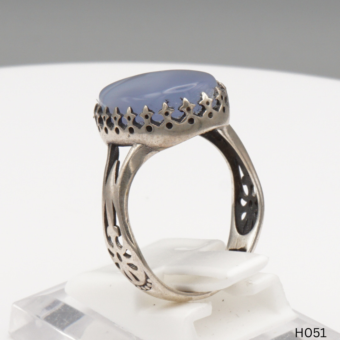 925 Silber Herrenring mit echtem Jemen Achat - Aqeeq Yamani