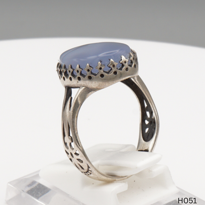 925 Silber Herrenring mit echtem Jemen Achat - Aqeeq Yamani