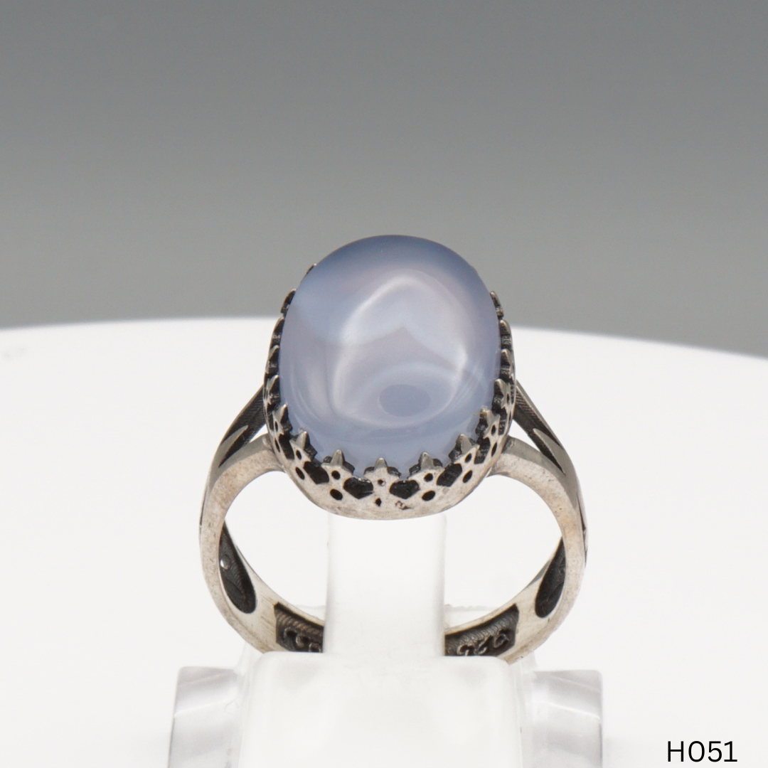 925 Silber Herrenring mit echtem Jemen Achat - Aqeeq Yamani