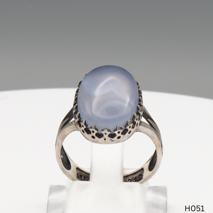 925 Silber Herrenring mit echtem Jemen Achat - Aqeeq Yamani