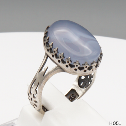 925 Silber Herrenring mit echtem Jemen Achat - Aqeeq Yamani
