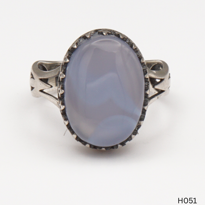 925 Silber Herrenring mit echtem Jemen Achat - Aqeeq Yamani