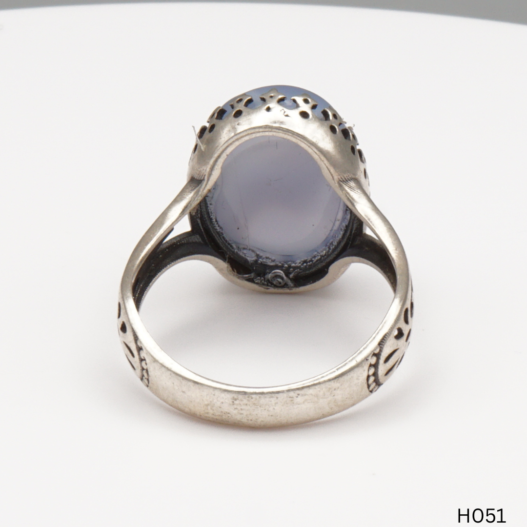 925 Silber Herrenring mit echtem Jemen Achat - Aqeeq Yamani