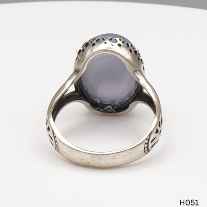 925 Silber Herrenring mit echtem Jemen Achat - Aqeeq Yamani