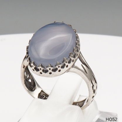 925 Silber Herrenring mit echtem Jemen Achat - Aqeeq Yamani
