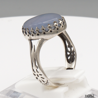 925 Silber Herrenring mit echtem Jemen Achat - Aqeeq Yamani