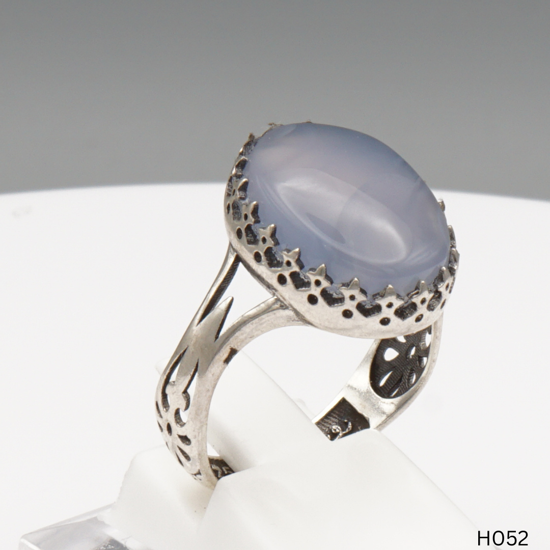 925 Silber Herrenring mit echtem Jemen Achat - Aqeeq Yamani