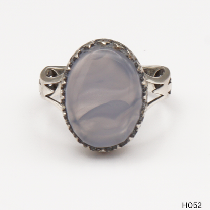 925 Silber Herrenring mit echtem Jemen Achat - Aqeeq Yamani