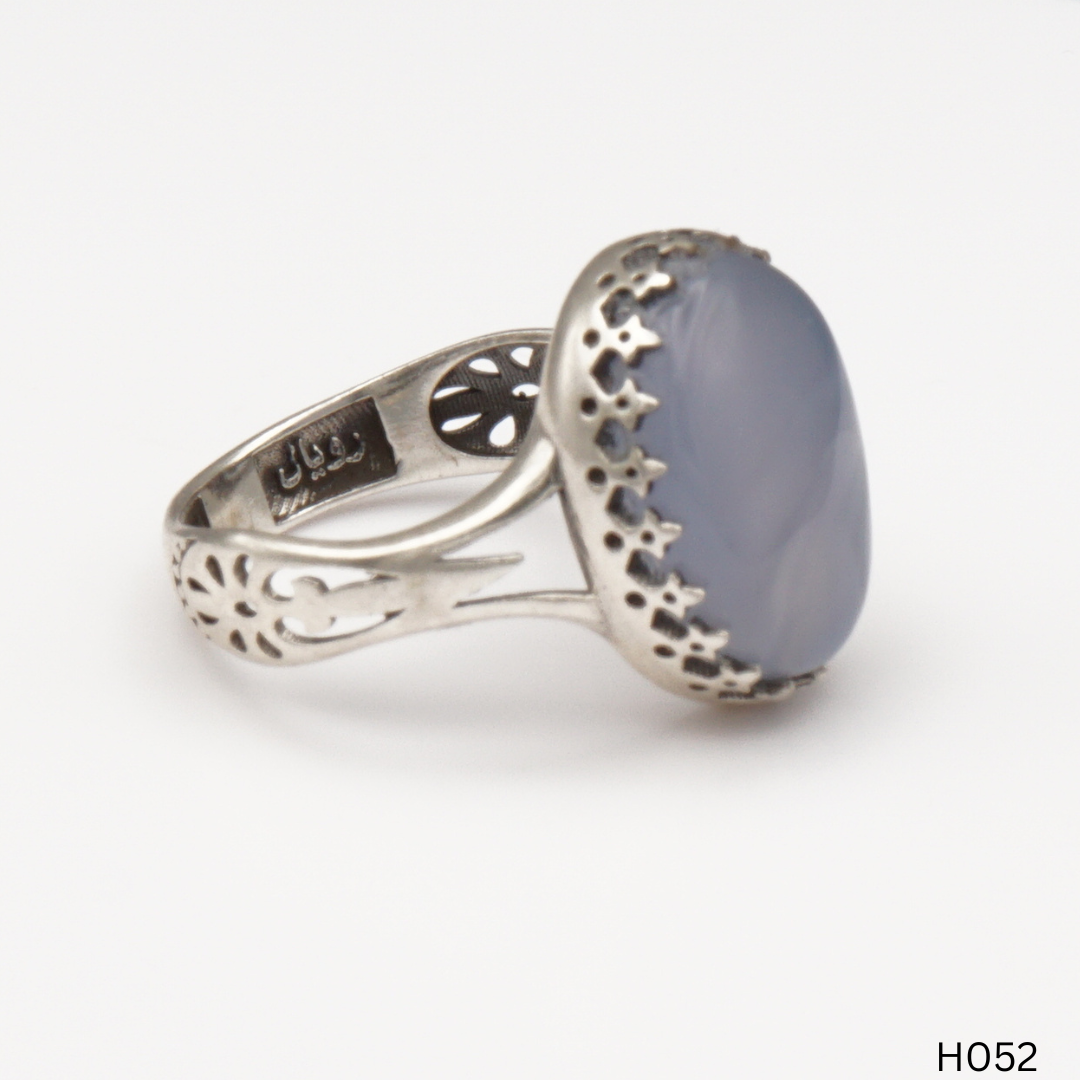 925 Silber Herrenring mit echtem Jemen Achat - Aqeeq Yamani