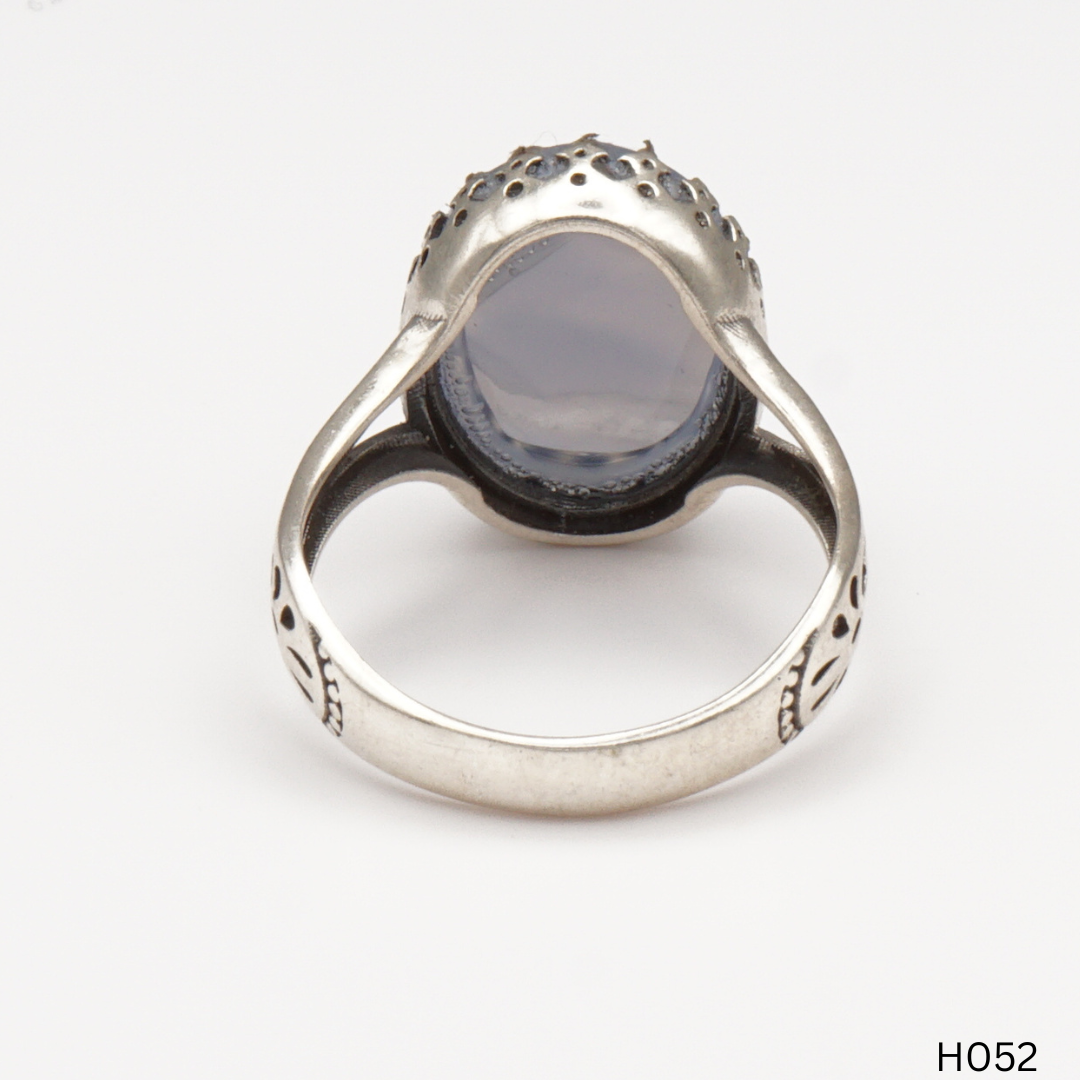 925 Silber Herrenring mit echtem Jemen Achat - Aqeeq Yamani