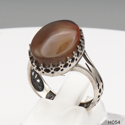 925 Silber Herrenring mit echtem Jemen Achat - Aqeeq Yamani