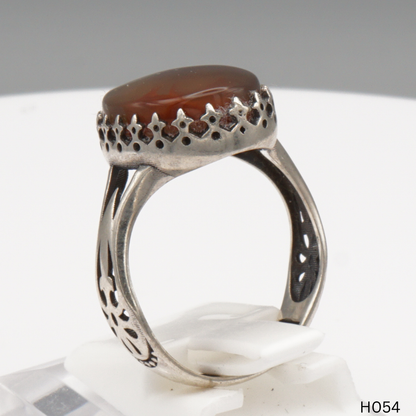 925 Silber Herrenring mit echtem Jemen Achat - Aqeeq Yamani