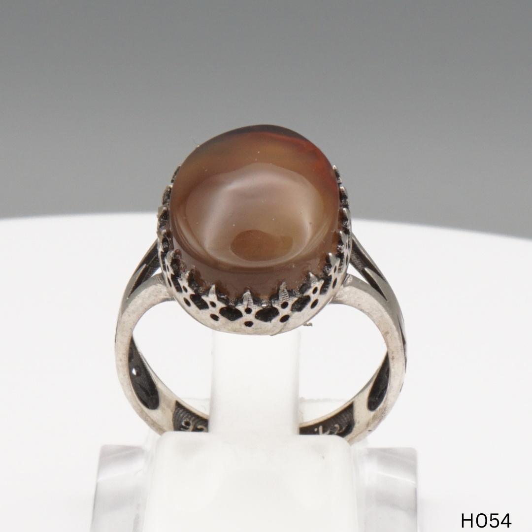 925 Silber Herrenring mit echtem Jemen Achat - Aqeeq Yamani