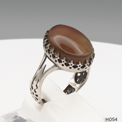 925 Silber Herrenring mit echtem Jemen Achat - Aqeeq Yamani