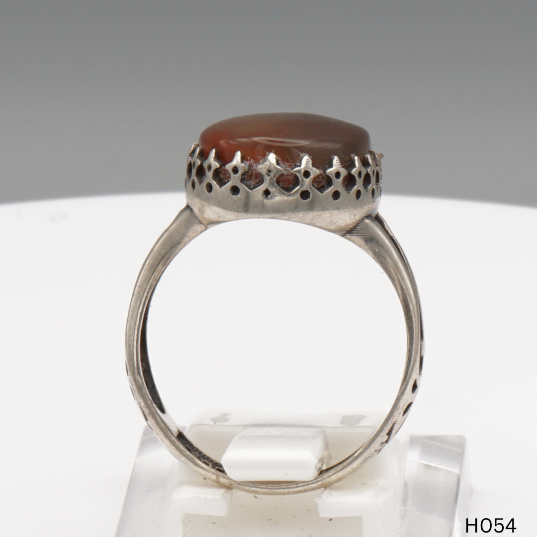 925 Silber Herrenring mit echtem Jemen Achat - Aqeeq Yamani