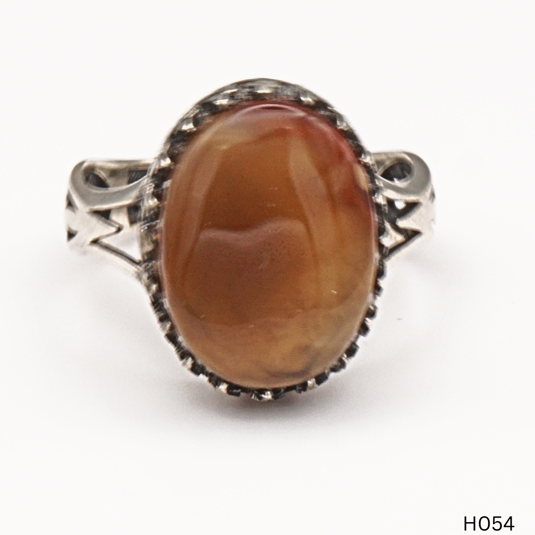 925 Silber Herrenring mit echtem Jemen Achat - Aqeeq Yamani