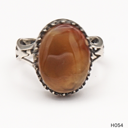 925 Silber Herrenring mit echtem Jemen Achat - Aqeeq Yamani