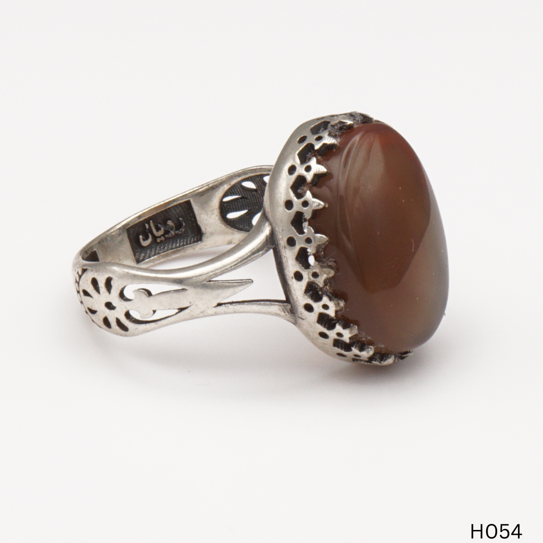 925 Silber Herrenring mit echtem Jemen Achat - Aqeeq Yamani