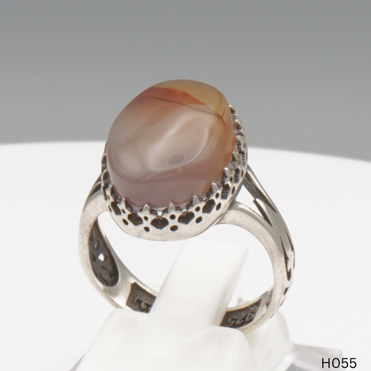 925 Silber Herrenring mit echtem Jemen Achat - Aqeeq Yamani
