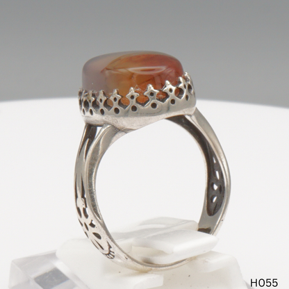 925 Silber Herrenring mit echtem Jemen Achat - Aqeeq Yamani
