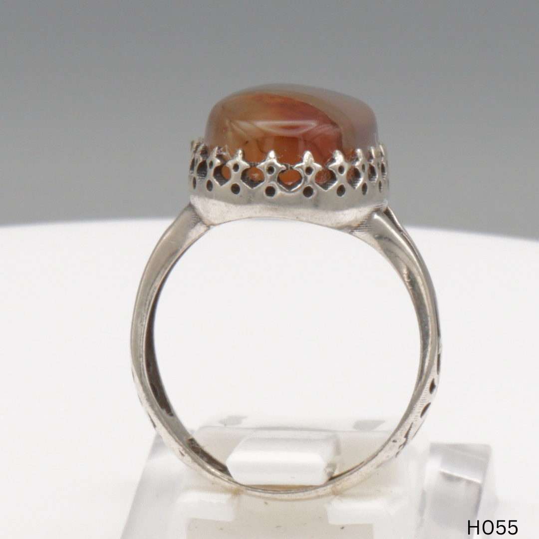 925 Silber Herrenring mit echtem Jemen Achat - Aqeeq Yamani