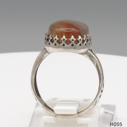 925 Silber Herrenring mit echtem Jemen Achat - Aqeeq Yamani