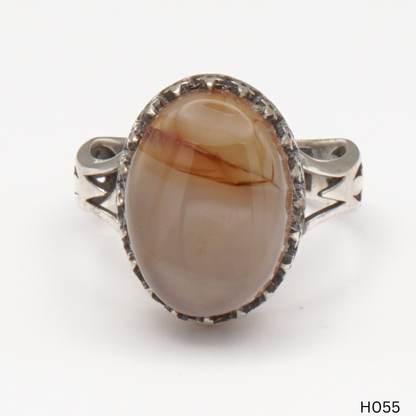 925 Silber Herrenring mit echtem Jemen Achat - Aqeeq Yamani
